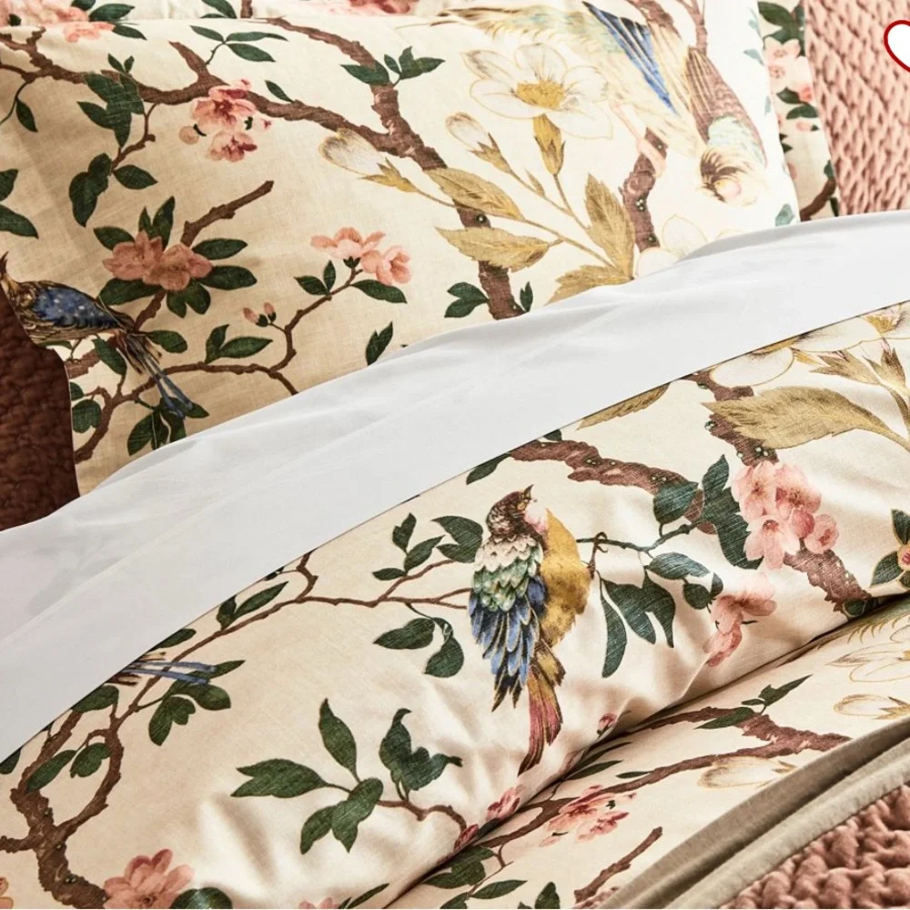 Pottery Barn Floral Cream and Dusty Rose Duvet Cover